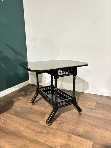 Edwardian Ebony Drop Leaf Side Table