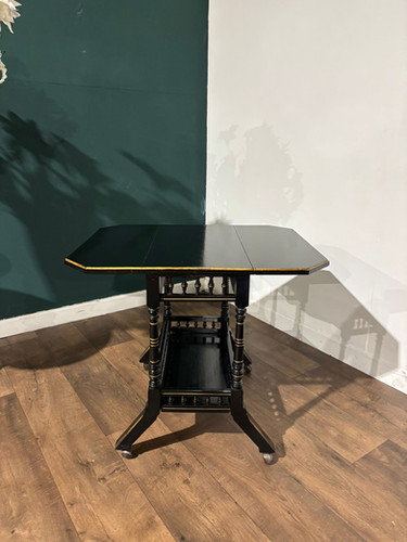 Edwardian Ebony Drop Leaf Side Table