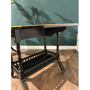 Edwardian Ebony Drop Leaf Side Table