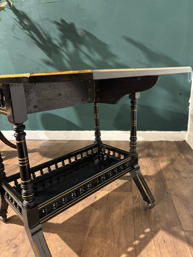 Edwardian Ebony Drop Leaf Side Table