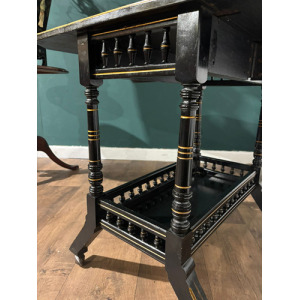 Edwardian Ebony Drop Leaf Side Table