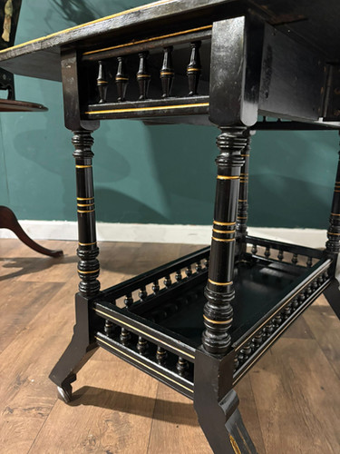 Edwardian Ebony Drop Leaf Side Table