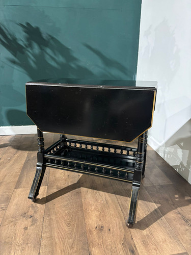 Edwardian Ebony Drop Leaf Side Table