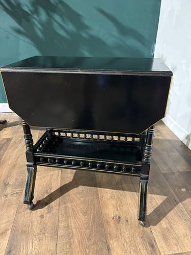 Edwardian Ebony Drop Leaf Side Table