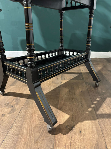 Edwardian Ebony Drop Leaf Side Table