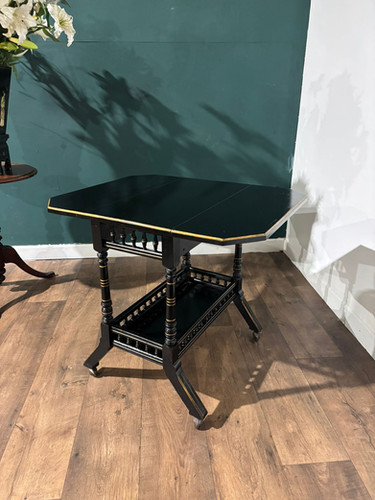 Edwardian Ebony Drop Leaf Side Table