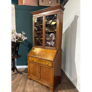 Edwardian Inlaid Bureau Bookcase