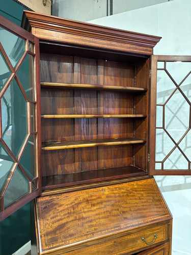 Edwardian Inlaid Bureau Bookcase