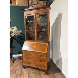 Edwardian Inlaid Bureau Bookcase