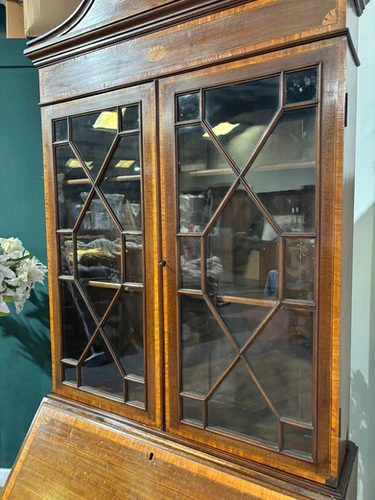 Edwardian Inlaid Bureau Bookcase
