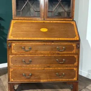 Edwardian Inlaid Bureau Bookcase