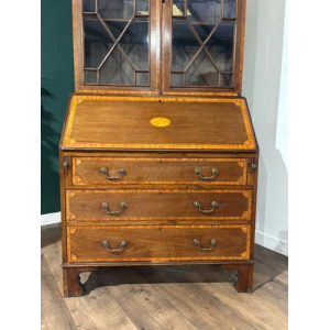 Edwardian Inlaid Bureau Bookcase