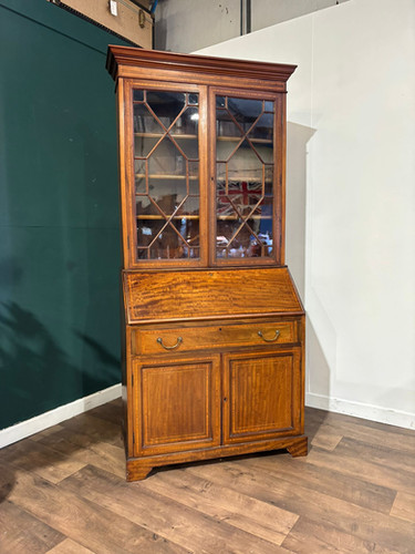 Edwardian Inlaid Bureau Bookcase