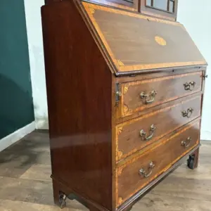 Edwardian Inlaid Bureau Bookcase