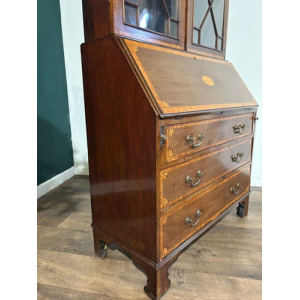 Edwardian Inlaid Bureau Bookcase