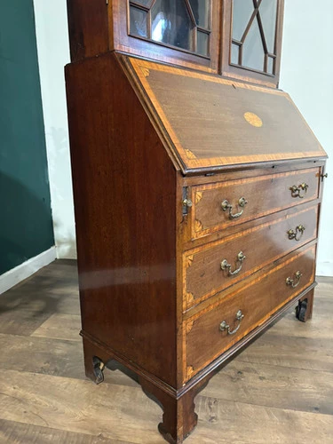 Edwardian Inlaid Bureau Bookcase
