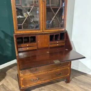 Edwardian Inlaid Bureau Bookcase