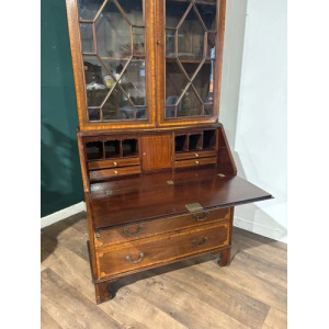 Edwardian Inlaid Bureau Bookcase