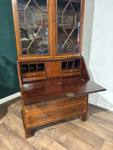 Edwardian Inlaid Bureau Bookcase