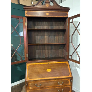 Edwardian Inlaid Bureau Bookcase