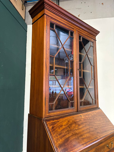 Edwardian Inlaid Bureau Bookcase