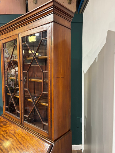 Edwardian Inlaid Bureau Bookcase