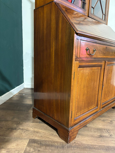 Edwardian Inlaid Bureau Bookcase