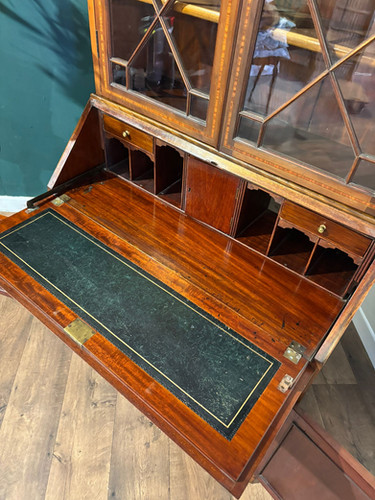 Edwardian Inlaid Bureau Bookcase
