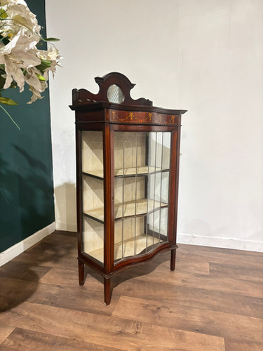 Edwardian Mahogany Serpentine Fronted Display Cabinet