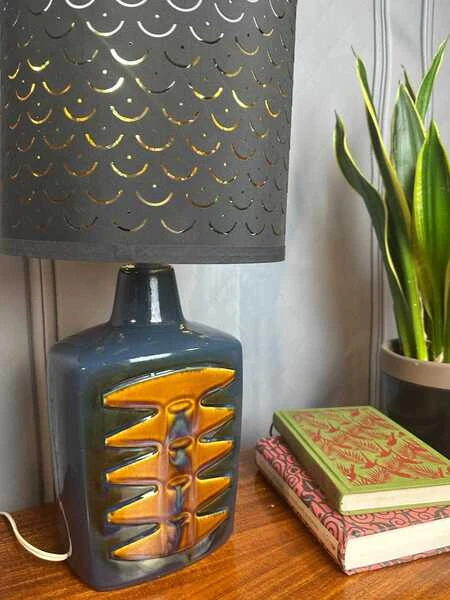 Einar Johansen Stentoj Soholm Blue Table Lamp 1022, Danish Design Desk Lamp, Vintage Design, 1960s, Mid Century Decor