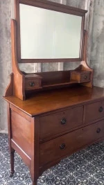 Elegant Edwardian Mahogany Dressing Table With Mirror, Antique Wooden Furniture, Vanity Cabinet, Bedroom Piece, Makeup Dresser