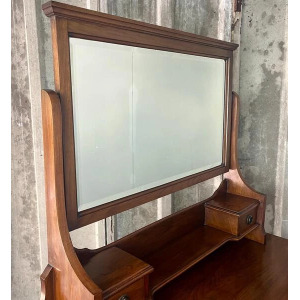 Elegant Edwardian Mahogany Dressing Table With Mirror, Antique Wooden Furniture, Vanity Cabinet, Bedroom Piece, Makeup Dresser