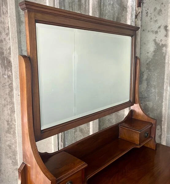 Elegant Edwardian Mahogany Dressing Table With Mirror, Antique Wooden Furniture, Vanity Cabinet, Bedroom Piece, Makeup Dresser