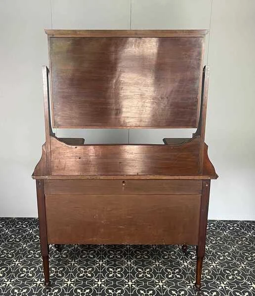Elegant Edwardian Mahogany Dressing Table With Mirror, Antique Wooden Furniture, Vanity Cabinet, Bedroom Piece, Makeup Dresser