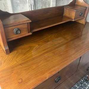 Elegant Edwardian Mahogany Dressing Table With Mirror, Antique Wooden Furniture, Vanity Cabinet, Bedroom Piece, Makeup Dresser