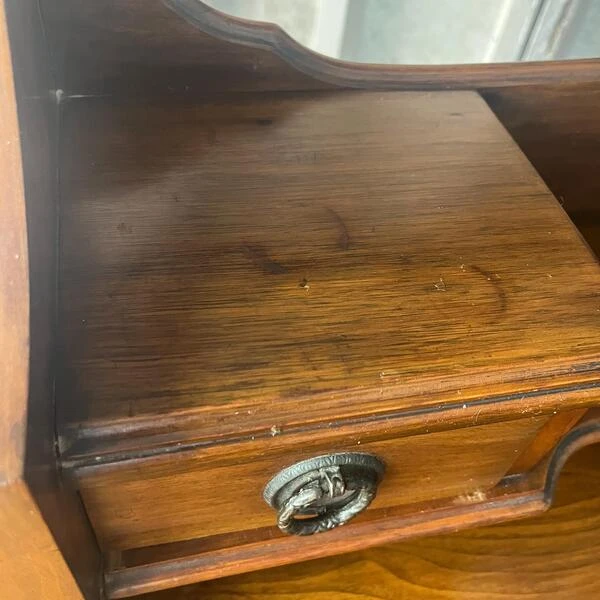 Elegant Edwardian Mahogany Dressing Table With Mirror, Antique Wooden Furniture, Vanity Cabinet, Bedroom Piece, Makeup Dresser
