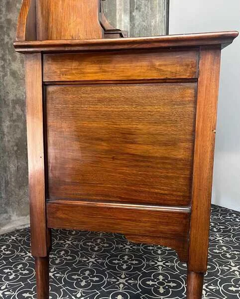 Elegant Edwardian Mahogany Dressing Table With Mirror, Antique Wooden Furniture, Vanity Cabinet, Bedroom Piece, Makeup Dresser