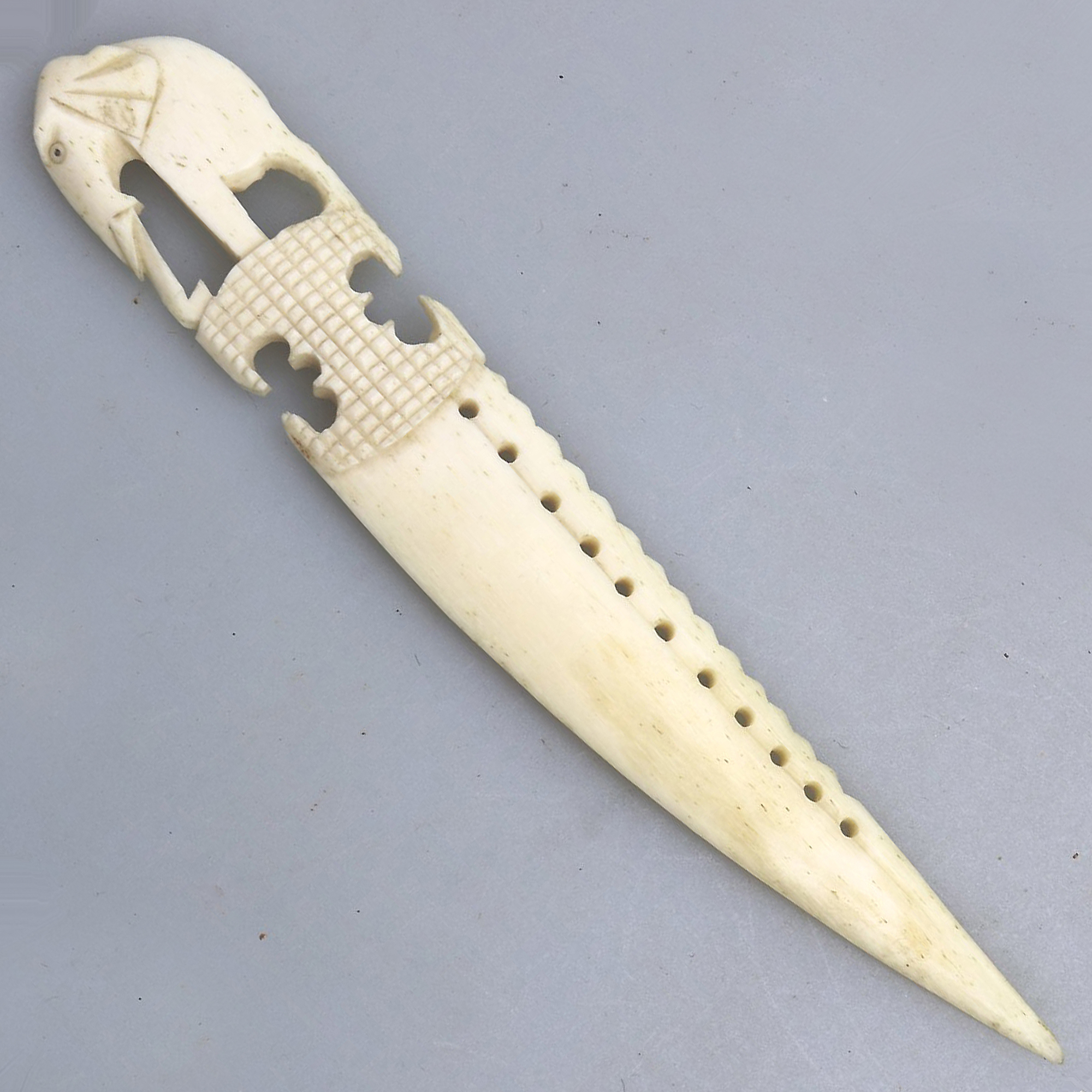 Indian Raj hand carved novelty mutton bone elephant Letter Opener C.early 20thC