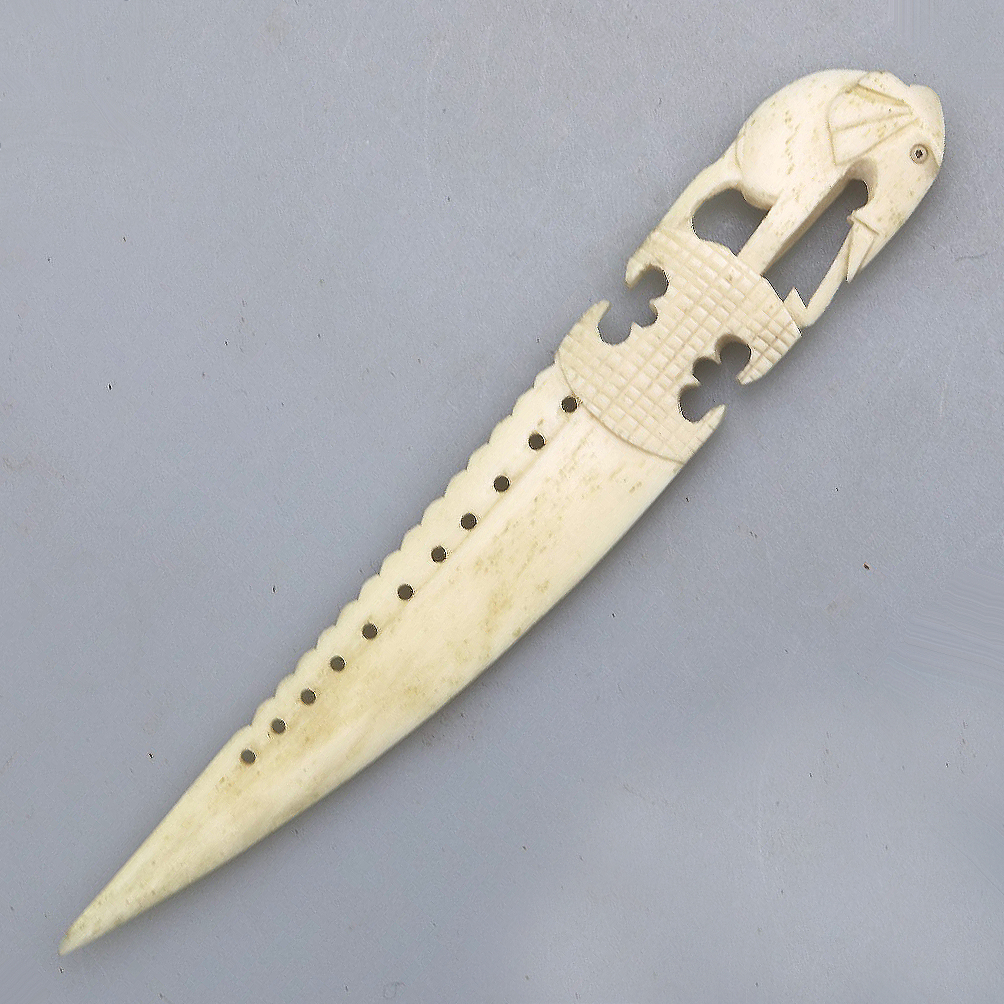 Indian Raj hand carved novelty mutton bone elephant Letter Opener C.early 20thC