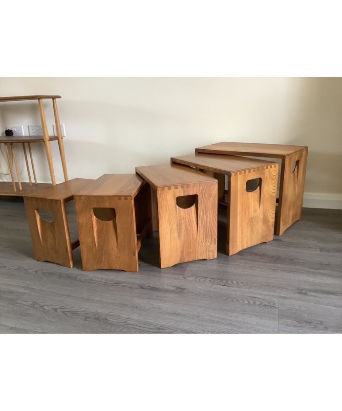 Ercol Nest Of Five Tables. Handcrafted In High Wycombe 1964/70.