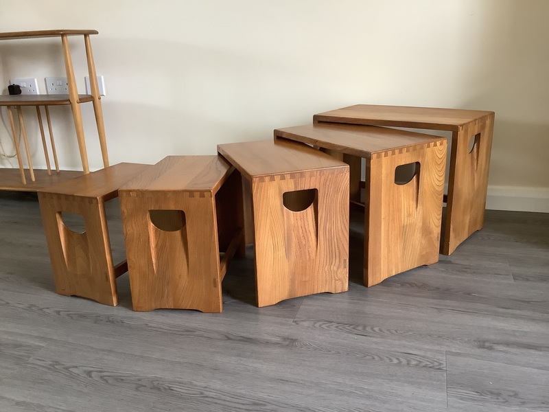 Ercol Nest Of Five Tables. Handcrafted In High Wycombe 1964/70.