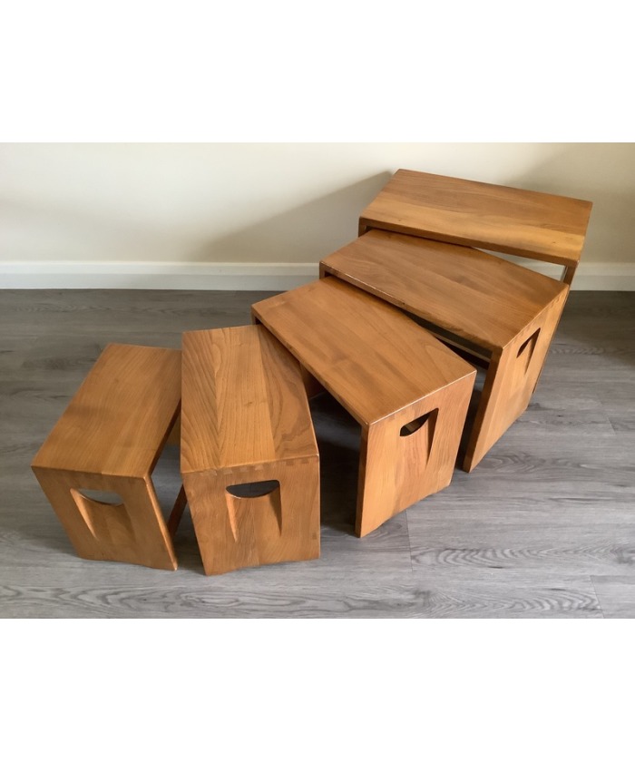 Ercol Nest Of Five Tables. Handcrafted In High Wycombe 1964/70.