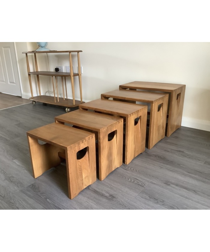 Ercol Nest Of Five Tables. Handcrafted In High Wycombe 1964/70.