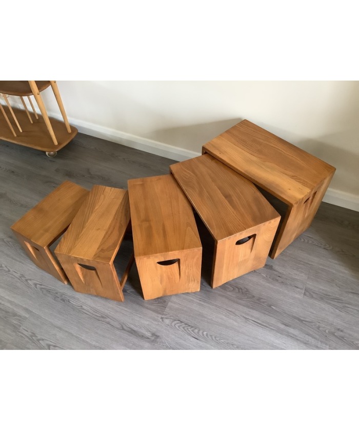Ercol Nest Of Five Tables. Handcrafted In High Wycombe 1964/70.