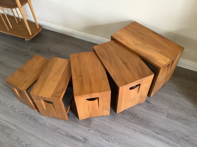 Ercol Nest Of Five Tables. Handcrafted In High Wycombe 1964/70.