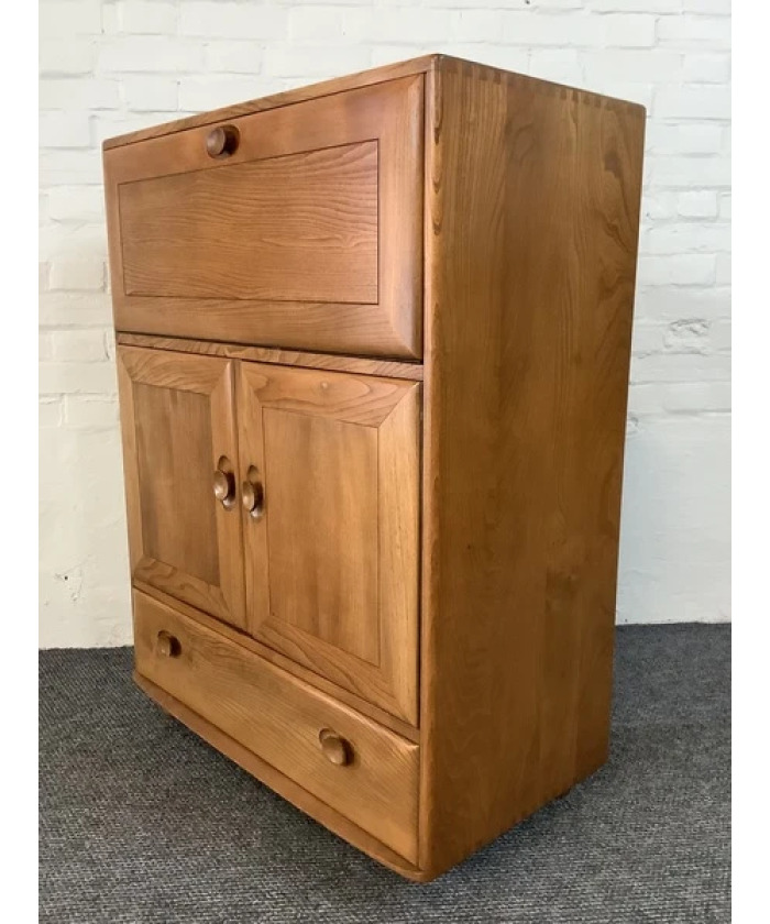Ercol Windsor 469 Serving Cabinet/Bureau In Natural Elm.