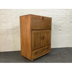 Ercol Windsor 469 Serving Cabinet/Bureau In Natural Elm.