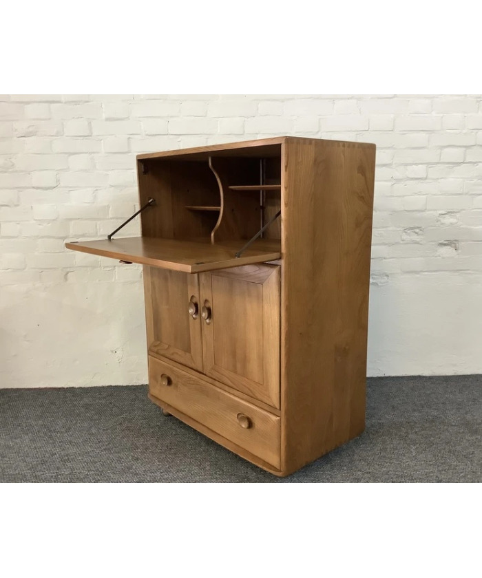 Ercol Windsor 469 Serving Cabinet/Bureau In Natural Elm.
