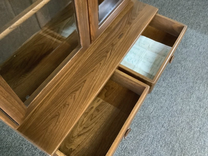 Ercol Windsor Display Cabinet On Castors.
