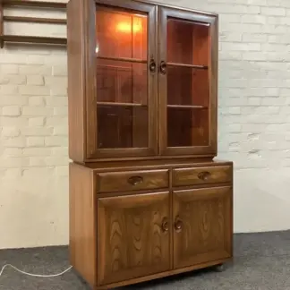 Ercol Windsor Display Cabinet On Castors.